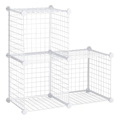 Rubbermaid 3 Piece Storage Wire Stackable Cube Set Easy Assemble White for Closet/Bookshelf/Toys Multi-Use Home Organizer - style: Storage Cubes
