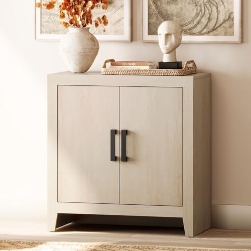 WAMPAT Farmhouse TV Stand with Storage Cabinet for TVs up to 50 Inch, 31.5" Entertainment Center, Media Console Table for Living Room, Dining Room & Entryway, Beige - color: Beige