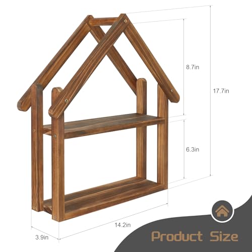 Jotsport Small Windowsill Plant Stand Desktop Succulents Holder | House Shaped Display Stand 2 Tier Wooden Plant Shelf for Kitchen Living Room Office