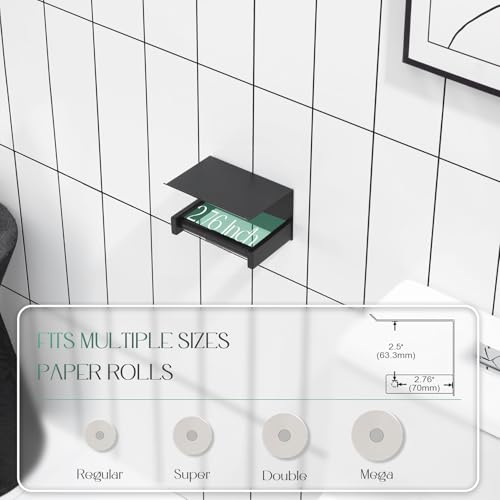 KOKOSIRI Roll Paper Holder Spring Loaded Tissue Paper Holder Bathroom Toilet Roll Holder with Shelf Wall Mounted Stainless Steel Matte Black B2012BK - color: Matte Black, size: With Shelf