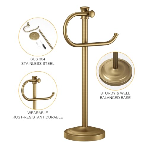 Stand Hand Towel Holder, Countertop Towel Bar, Antique Brass | 17 Inch Bathroom Towel Hanger, Freestanding Vanity Counter Top Towel Holder, Towel Ring Hardware Accessories, Stainless Steel - color: Antique Brass