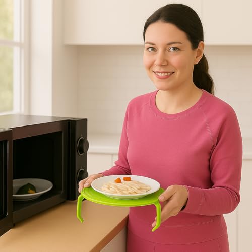 Microwave Multipurpose 4 in 1 Tray Stand Rack Splatter Guard Carry Tray Stacking Shelf (1, Green) - color: Green