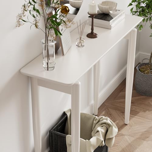 AQIMUELE Wood Console Table White Entryway Table, Thin Console Table, Sofa Tables for Living Room (39.4'') - color: White, size: 39.4"W x 11.8"D x 29.9"H