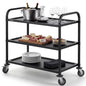 CURTA Black Stainless Steel Serving Cart, 3-Tier Rolling Utility Trolley (38"x20"x37"), Heavy Duty Painted Kitchen Cart on Wheels with Brakes, Commercial Grade for Restaurant, Hotel, Salon & Lab - color: Xl(black): 38(l) X 20(w) X 37(h) Inch