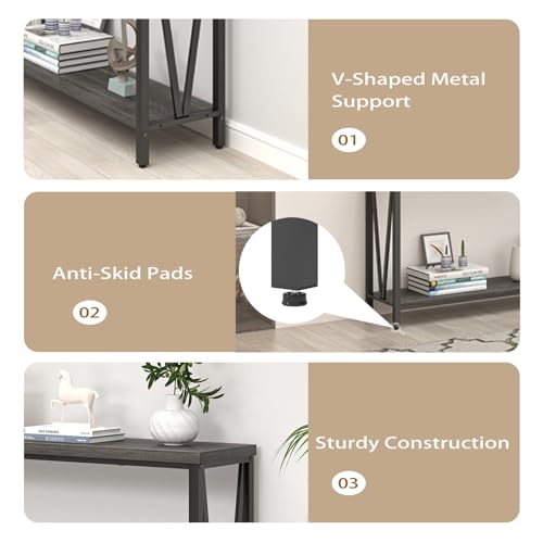 FOLUBAN Console Table for Entryway, Modern Sofa Table Behind Couch, Narrow Entry Table for Hallway, Living Room (Industrial, Dark Gray) - color: Dark Gray