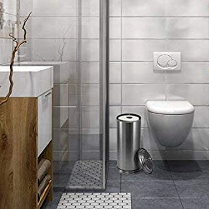 LDR Industries 164 6456BN Ashton Free Standing Regular Size Roll Toilet Paper Holder Canister, Brushed Nickel - color: Brushed Nickel