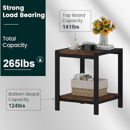 BON AUGURE End Table Set of 2, Small Side Table for Living Room, Night Stand, Bedside Tables with 2-Tier Storage Shelves for Bedroom, Small Spaces (Rustic Oak) - color: Rustic Oak-2pcs