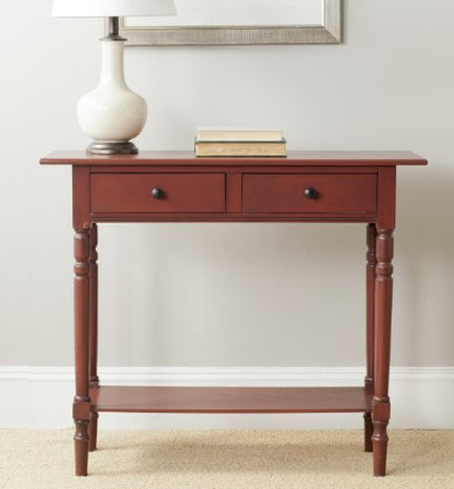 SAFAVIEH Home Collection – Rosemary Red Console Table with Drawers & Shelf, Classic Contemporary Storage Console, Turned Leg Design (AMH5705E) - color: Red