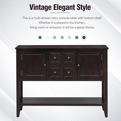 P PURLOVE Console Table Buffet Sideboard Sofa Table with Storage Drawers Cabinets and Bottom Shelf (Espresso) - color: Espresso