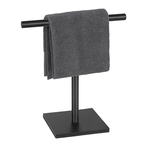 Freestanding Hand Towel Holder Countertop Modern Stand Towel Rack with Square Base Space Saving 304 Stainless Steel Hand Towel Holder Matte Black Finished - color: Freestanding Stainless Steel Towel Rack Matte Black on Countertop