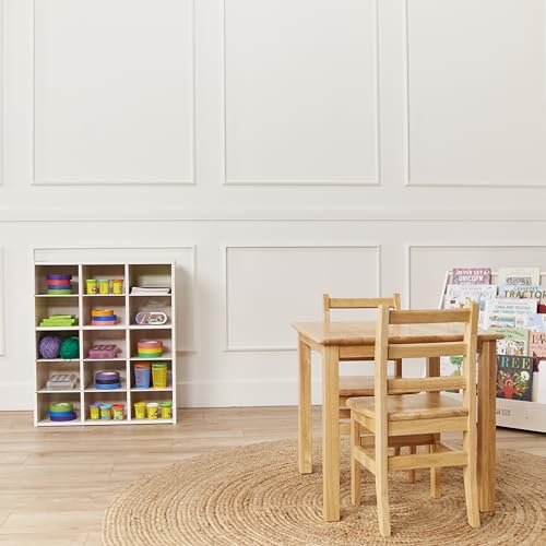 ECR4Kids Streamline 15 Cubby Tray Storage Cabinet, 5x3, Classroom Furniture, White Wash - color: White