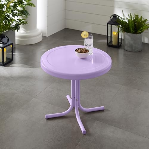 Crosley Furniture Griffith Weather Resistant Retro Metal Outdoor Side Table for Patio, Deck, Porch, Lavender Gloss - color: Lavender Gloss