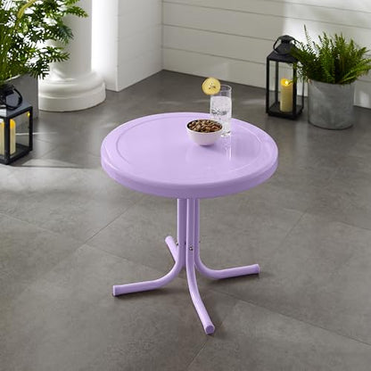 Crosley Furniture Griffith Weather Resistant Retro Metal Outdoor Side Table for Patio, Deck, Porch, Lavender Gloss - color: Lavender Gloss