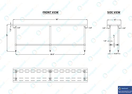 18 in. x 96 in. Open Base Stainless Steel Work Table | Residential & Commercial | Food Prep | Heavy Duty Utility Work Station | NSF - size: 96 in. Length x 18 in. Width