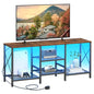 JARHETUN TV Stand with LED Lights for 55 Inch TV, Entertainment Center with 3-Tier Open Shelves, TV Console Table for Living Room, Bedroom, Rustic Brown - color: Rustic Brown With Led Light