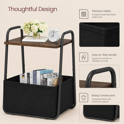 Collection - Side Table,Small End Table for Living Room, Metal Frame Nightstand,Entryway Table, for Bedroom& Bathroom& Outdoor& Office