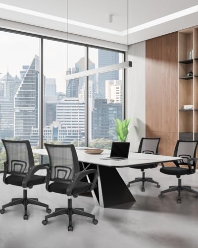 NEO CHAIR Office Desk Computer Chair Ergonomic Mesh Gaming Cushion Seat with Comfy Lumbar Mid Back Support Adjustable Height Swivel Rolling Wheels for Home Task (2 pk - Black) | Breathable Mesh Back with Lumbar Support, Height Adjustment, Smooth Rolling C