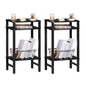 YUFAM Side Table End Table Tall Night Stand 3-Tier 2 Pack for Living Room Bedroom Bathroom Office Furniture Black - color: Black, size: 3 Tier