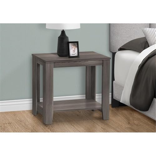 Pemberly Row Accent Table, Rectangular Grey Wood Look, 23.75 x 11.75 x 22 in, Two-Tier Design, Sturdy Side Table for Living Room, Bedroom, Home Office or Den, Lamp or Nightstand Use - color: Grey