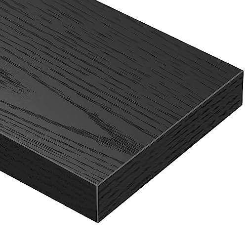 QEEIG Floating Shelf for Wall Bathroom Shelves Bedroom Kitchen Living Room Farmhouse Small Book Shelf 16 inch Set of 1, Black (015-B1) - color: B. Black, size: 15.7" x 6.7"