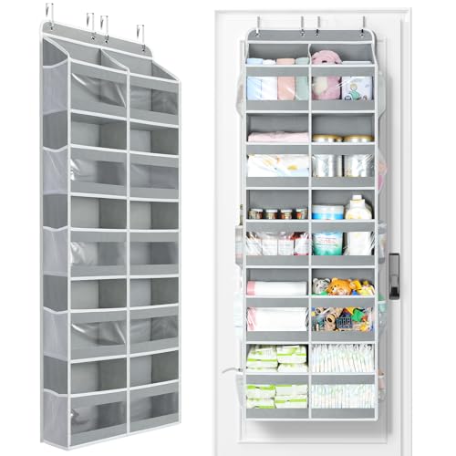 Yecaye 5-Tier Over The Door Organizer Dual-Column, 80lbs Load Over The Door Storage of 10 Compartments, Heavy Duty Door Organizer Hanging for Bedroom Closet Dorm Bathroom Pantry, Grey 1 Pack - color: Grey, size: 1 Pack 5 Tier