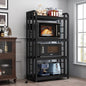 Bakers Rack with Power Outlet ，Microwave Stand 4-Tier Kitchen Baker's Rack, Free Standing Baker's Rack Kitchen Stands with Storage Suitable for Kitchen, Living Room, Dinning Room，Coffee Bar (Black) - color: Black