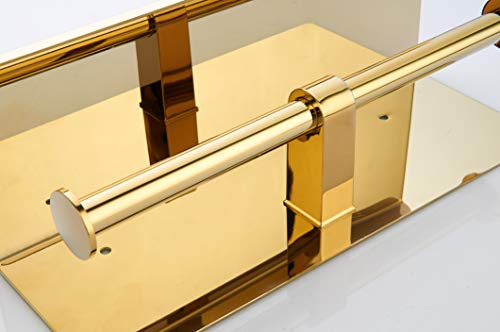 BGL Double Toilet Paper Holder Stainless Steel 304 Wall Mounted Two Heads Roll Tissue Holder with Shelf (Gold) - color: Gold