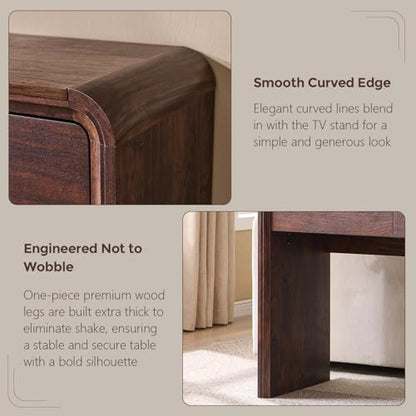 Aitjunz 63'' Console Table with 3 Drawers, Modern Entryway Table with Curved Profile Design, Narrow Long Wood Sofa Table Behind Couch Table for Living Room, Hallway, Foyer, Brown - color: Brown