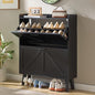 LEYAOYAO Shoe Cabinet Storage for Entryway with 2 Flip Drawers Rack Narrow Organizer Slim Hidden Wood Shoe Cabinet Furniture Black - color: Black
