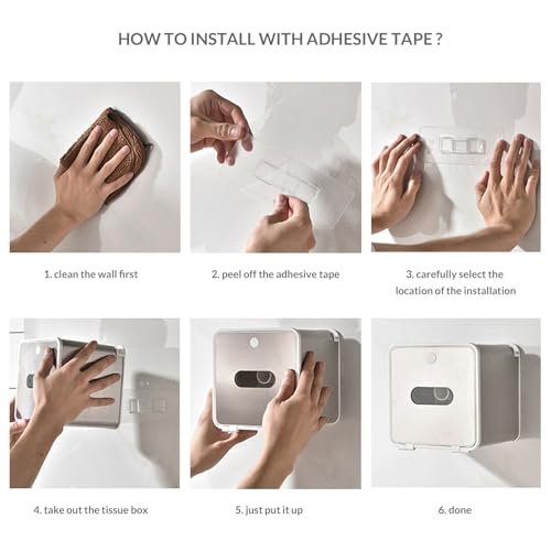 simpletome Toilet Paper Holder Wall Mount with Shelf Waterproof Adhesive or Drilling Install (White, ABS Plastic) - color: White, size: ABS Plastic