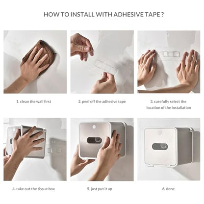 simpletome Toilet Paper Holder Wall Mount with Shelf Waterproof Adhesive or Drilling Install (White, ABS Plastic) - color: White, size: ABS Plastic