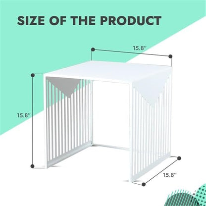 LeisureMod Mid-Century Design Square Side/End Table, Steel Powder Coated Finish, Perfect for Modern and Contemporary Living Space, White - color: White