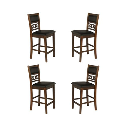 New Classic Furniture Gia Counter Dining Chair (Set of Four), Black PU Upholstered Seat & Back Rest, Brown - color: Brown, size: Set of 4, style: Counter Chair