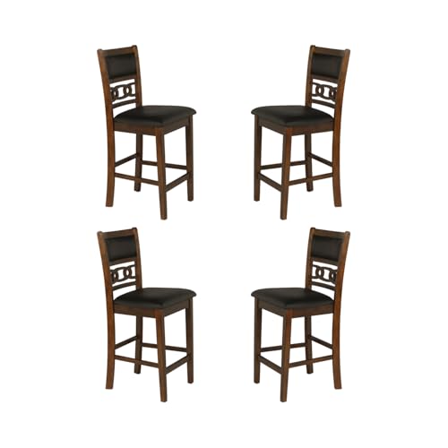 New Classic Furniture Gia Counter Dining Chair (Set of Four), Black PU Upholstered Seat & Back Rest, Brown - color: Brown, size: Set of 4, style: Counter Chair