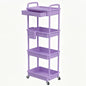 REBECAT 4 Tier Rolling Cart with Drawer, Utility Storage Cart on Wheels for Kitchen, Bathroom, Living Room,Office(Purple) - color: Purple
