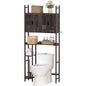 Cozivolife Over The Toilet Storage: Space Saver Bathroom Organizer Shelf | Bamboo Freestanding Storage Cabinet Over Toilet with Paper Holder Stand - No-Drill Installation and Waterproof Feet Pad