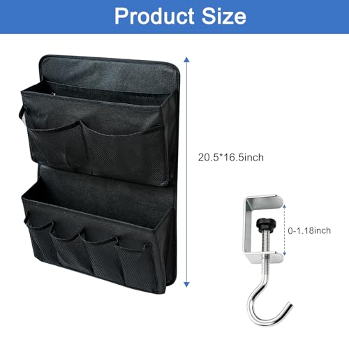Desk Side Storage, Sesktop Storage Pouch, Drill-free Laptop Holder, Clip-on Multifunctional Laptop Stand with Pen Holder, Hanging Desktop Storage Rack for Home Offices