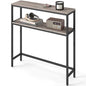 VASAGLE Console Table, 2-Tier Narrow Sofa Table with 2 Shelves, 7.9 x 31.5 x 31.5 Inches, for Living Room, Hallway, Entryway, Heather Greige and Ink Black ULNT130K02V1 - color: Heather Greige + Ink Black, size: 31.5"W - Without Power Outlet