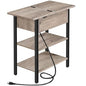 HOOBRO Side Table, Flip End Table with Charging Station and Shelves, USB Ports & Power Outlets, Narrow Nightstand for Small Spaces, Living Room, Stable and Sturdy, Greige and Black BG341BZ01 - color: Greige+black