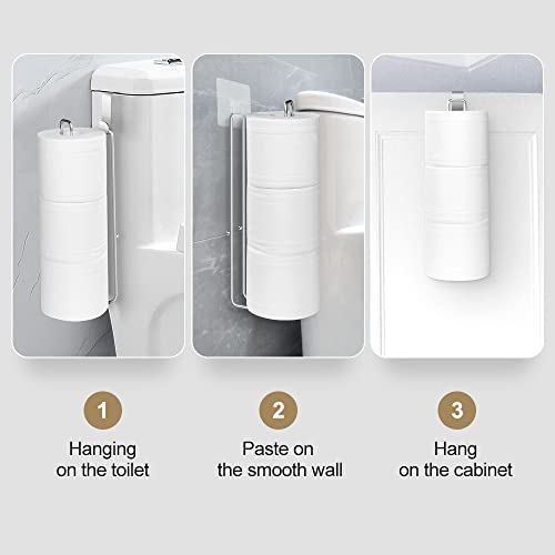 Bathroom Toilet Paper Roll Holder for 3 Roll Tissue, Brushed Nickel,Over The Tank Toilet Paper Holder,Self Adhesive Toilet Paper Holder Storage Wall Mount,Stainless Steel Toliet Paper Holder（1 Pcs） - color: A:hold 3 Rolls Tissue(1pcs)