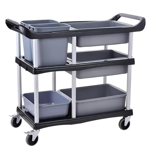 ZQZ-Store 3 Tier Heavy Duty Commercial Grade Utility Cart with Wheels, Storage Cart Multi-Function Mobile Shelving Unit Organizer for Hotel, Restaurant, Kitchen, Bedroom, Laundry Room - color: B