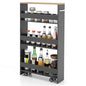 LOKO Slim Storage Cart, 4-Tier Rolling Cart with Handle & Wooden Top for Kitchen Bathroom Laundry Living Room Narrow Small Spaces, 5 Inches Width (Grey & Natural) - color: Grey & Natural