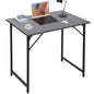 Dkelincs 32 Inch Small Computer Desk Home Office Desk Writing Desk Modern Simple Style Study Work Table with Metal Frame, Easy Assembly, Adjustable Feet, Water-Resistant, Scratchproof Surface, Black - color: Black, size: 32 Inch