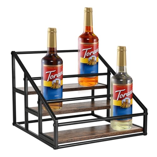 YQBRAO Coffee Syrup Rack Organizer, 3-Tier 12 Bottles Syrup Rack for Coffee Bar,Syrup Stand for Kitchen Coffee Station,Syrup Holder,Liquor Bottle Display Shelf - size: 3 Tier 12 Bottle Syrup Rack - 1 Pack