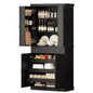 IRONCK Kitchen Pantry Cabinet 72" Height, Freestanding Cupboard with Drawer, Sliding Storage Rack, and 6 Hanging Shelves for Dining Room, Laundry, Living Room, Black - color: Black