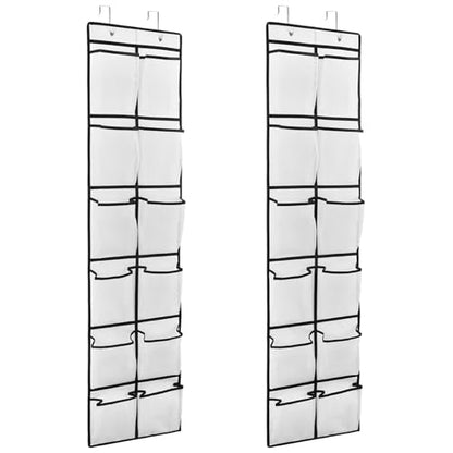 GOMAJI 2PK 12 Large Pockets Over Door Hanging Shoe Organizer - color: White