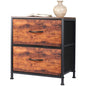 Nightstand with 2 Drawers, Beside End Table with Wooden Top, Fabric Small Dresser Night Stand for Bedroom, Small Space Side Table, Entryway, Closet, College Dorm - color: Brown