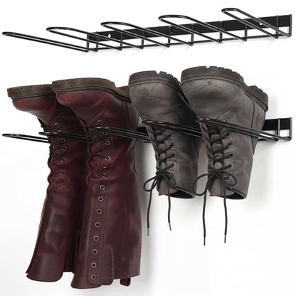 Heavy Duty Wall Mounted Boot Rack & Boot Hangers, 2 Pack Metal Boots Organizer for Tall Boots - Space Saving Shoe Storage for Entryway, Closet, Garage