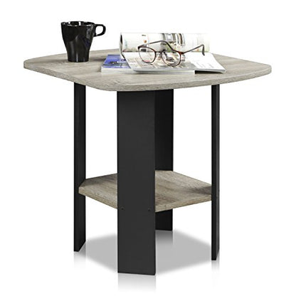 Furinno SIMPLE DESIGN Set of 2 Side Table, 2-Tier End Table, French Oak | Soft Edges, Open Shelves Modern Night Stand, Bedside Table, for Living Room, Bedroom - color: French Oak/Black, size: 2-Pack, 2 Tiers, Standard Leg