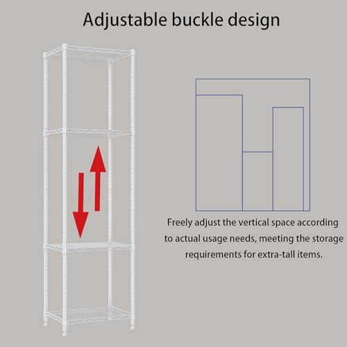 REGILLER 6 Wire Shelving Steel Storage Rack Adjustable Unit Shelves for Laundry Bathroom Kitchen Pantry Closet (16.7L x 11.9W x 64H, White) - color: White